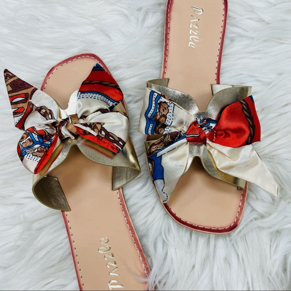 Gold satin bow sandal - Picture 7 of 8